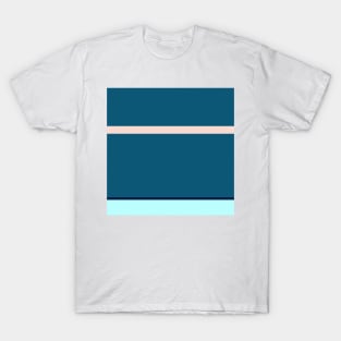 A miraculous miscellany of Navy, Deep Sea Blue, Sea, Pale Cyan and Champagne Pink stripes. T-Shirt